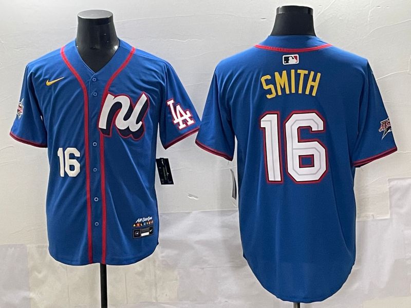 Men 2025 Los Angeles Dodgers #16 Smith Blue All star Blank Blue Nike MLB Jersey style 4->los angeles dodgers->MLB Jersey